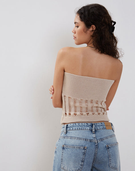 Image of Camille Knitted Tube Top in Neutral