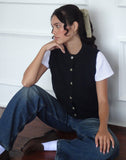 Image of Camira Knitted Button Through Vest in Black