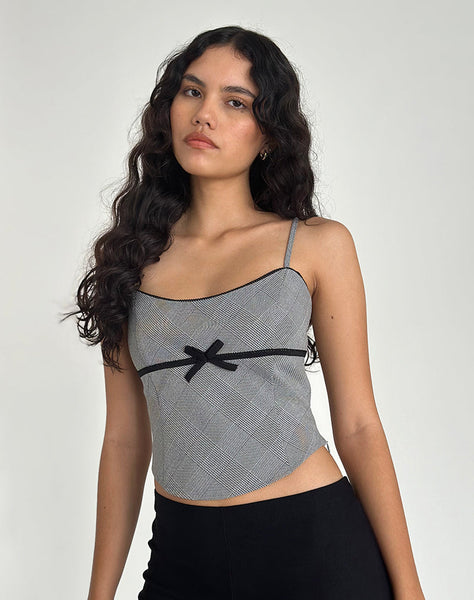 image of Canika Corset Top in Black and White Multi Check