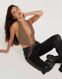 Image of Canisba Crop Top in Pinstripe Brown