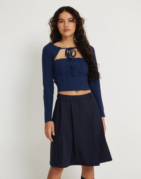 image of Canita Arinah Long Sleeve Co-Ord Top in Navy Blue