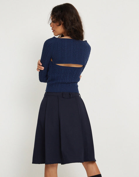 image of Canita Arinah Long Sleeve Co-Ord Top in Navy Blue