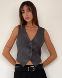 Image of Canta Tailored Vest Top in Dark Grey Pinstripe