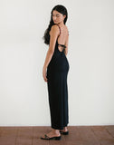 image of Cantana Maxi Dress in Black with Red Rosette