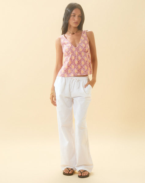 image of Wasic Wide Leg Linen Trouser in White