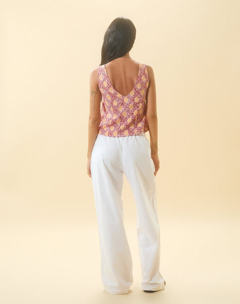 image of Wasic Wide Leg Linen Trouser in White