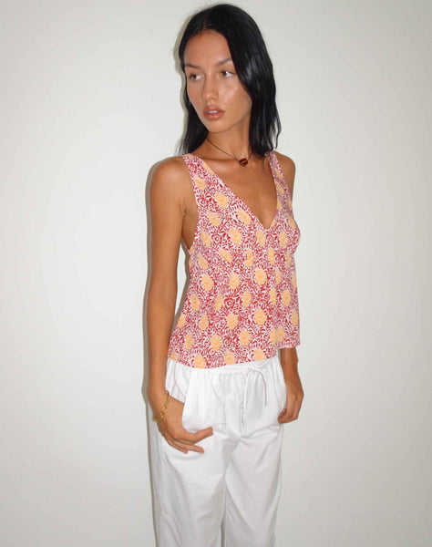 image of Cantika Top in Bohemian Batik Maroon Peach