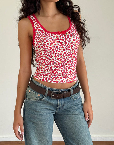 Image of Carili Vest Top in Strawberry 2023 Print