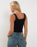 Image of Carillo Lace Trim Vest Top in Black