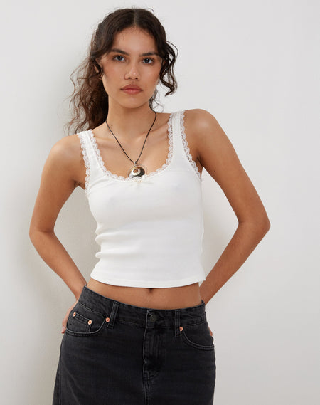 Leen Tank Top in Buttermilk Limes