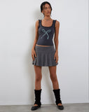 Image of Carillo Lace Trim Vest Top in Ocean Storm Bow Print