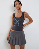 Image of Carillo Lace Trim Vest Top in Ocean Storm Bow Print