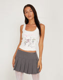 Image of Carillo Lace Trim Cropped Vest Top in Motif White