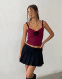 Image of Carini Cami Top in Burgundy with Rosette