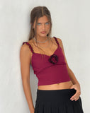 Image of Carini Cami Top in Burgundy with Rosette