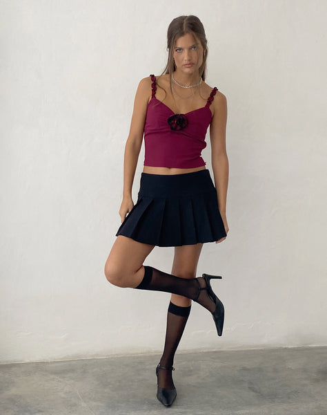 Image of Carini Cami Top in Burgundy with Rosette