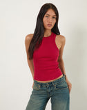 Image of Cariter Racer Vest Top in Ribbed Adrenaline Red