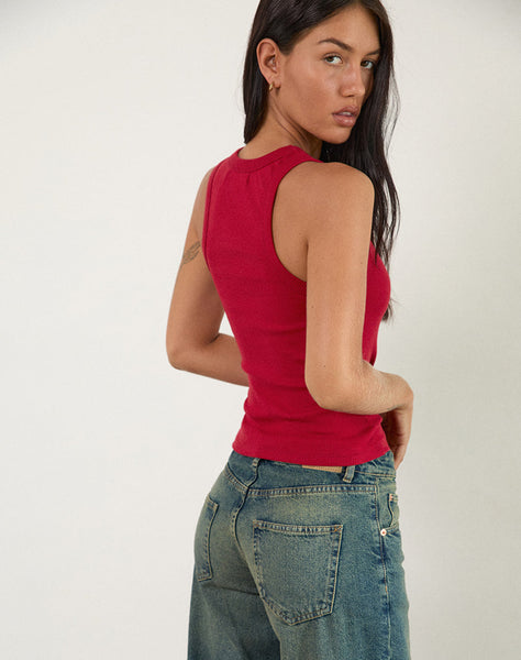 Image of Cariter Racer Vest Top in Ribbed Adrenaline Red