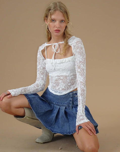 image of Carlina Long Sleeve Top in Lace Ivory