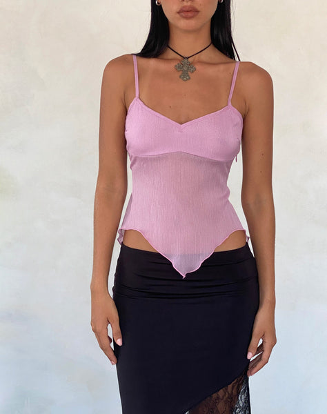 Image of Carmeline Longline Cami Top in Shimmer Pink