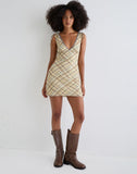 Image of Carmila Gathered Mini Dress in Check Yellow