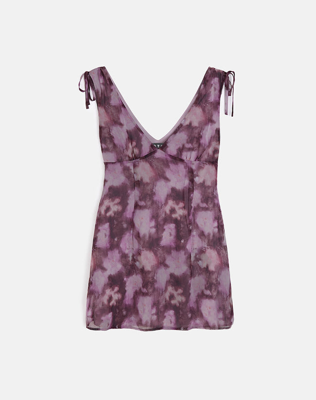 Image of Carmila Mini Dress in Chiffon Floral Purple