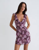 Image of Carmila Mini Dress in Chiffon Floral Purple