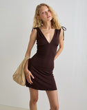 Image of Carmila Gathered Mini Dress in Jersey Bitter Chocolate