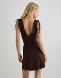 Image of Carmila Gathered Mini Dress in Jersey Bitter Chocolate