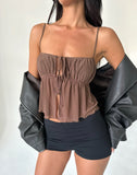 Image of Carmina Tie Front Top in Mesh Brown