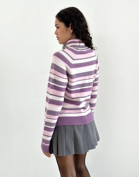 Image of Carmine Jumper in Stripe Soft Pink and Mauve Purple