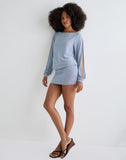 Image of Carola Cut Out Arms Mini Dress in Shimmer Blue