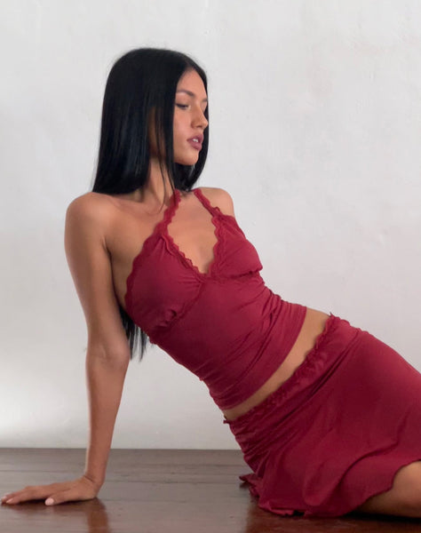 Image of Carolina One Shoulder Top in Dark Cherry