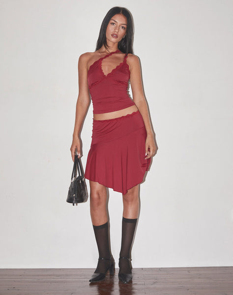 Image of Carolina One Shoulder Top in Dark Cherry