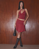 Image of Lula Lace Trim Mini Skirt in Dark Cherry