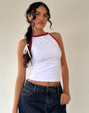 Image of Carti Vest Top in White with Red Binding