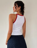 Image of Carti Vest Top in White with Red Binding