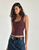 Image of Carys Vest Top in Strawberry Polka Black