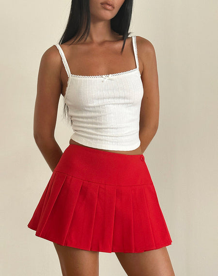 Kiyowo Puffball Mini Skirt in Adrenaline Red