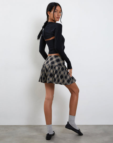 Images of Casini Pleated Micro Skirt in Black and Grey Check