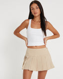 image of Casini Pleated Micro Skirt in Cream Stripe