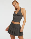 image of Casini Pleated Micro Skirt in Grey Stripe