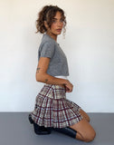 Image of Casini Pleated Mini Skirt in Multi Check Brown