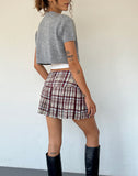 Image of Casini Pleated Mini Skirt in Multi Check Brown