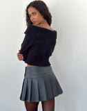 Image of Casini Pleated Micro Skirt in PU Slate Grey