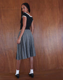 Image of Catelyn Wrap Pleated Midi Skirt in Grey Check