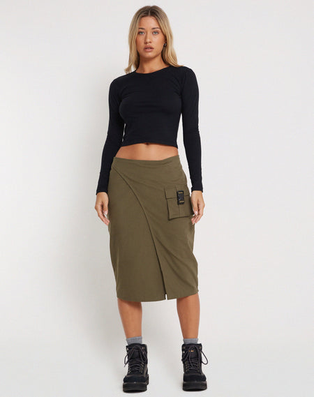 Pandu Midi Skirt in Tailoring Army Green