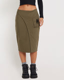 image of Catriona Midi Skirt in Military Khaki