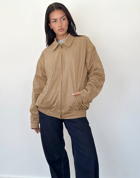 Image of Cavita Jacket in Faux Suede Tan