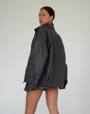 Image of Cavita PU Jacket in Grey with Black Top Stitch